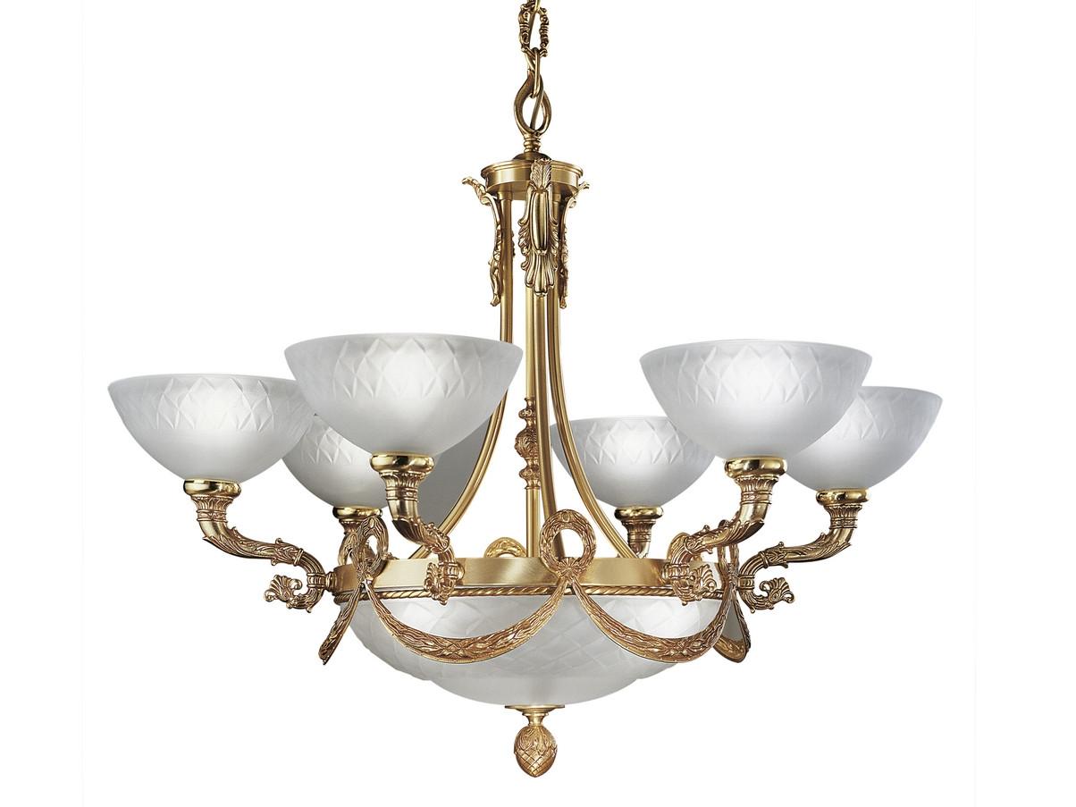 French Gold chandelier with glasses | Cloe 1741/6+3 by Possoni Illuminazione