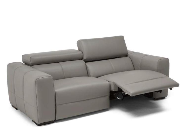 Leather sofa with headrest with footstool | Balance by Natuzzi Italia