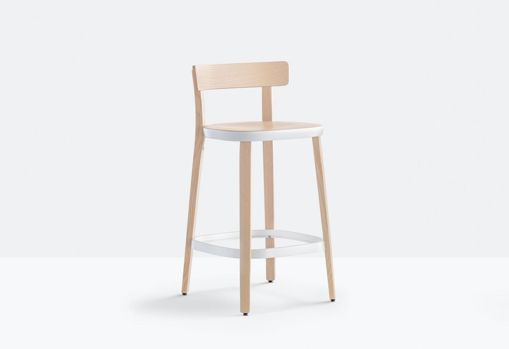 High ash stool with back | Folk 2936 by Pedrali