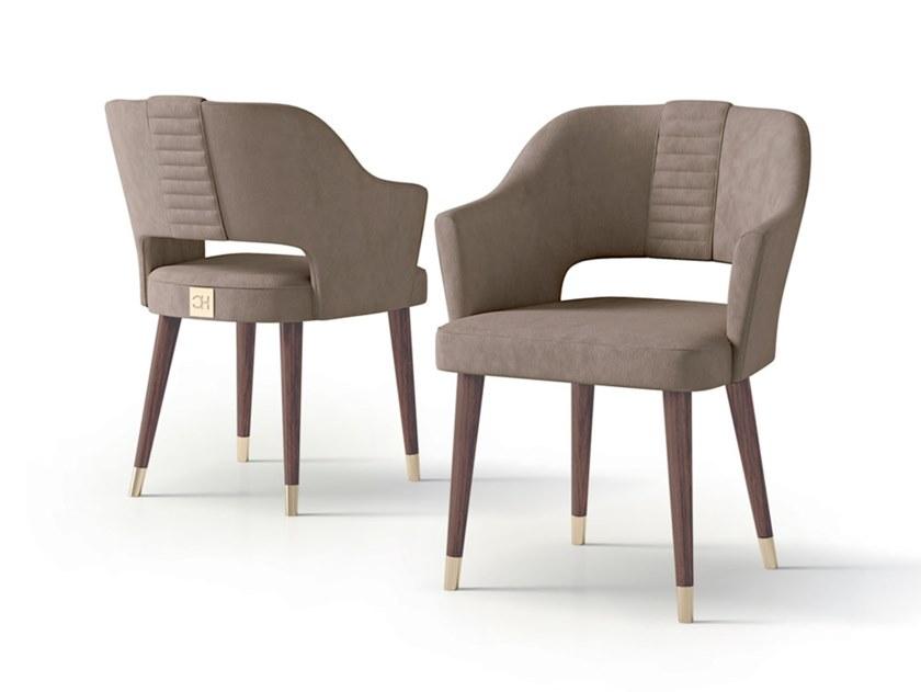 Upholstered nabuk chair with armrests | 7909 by Carpanese home