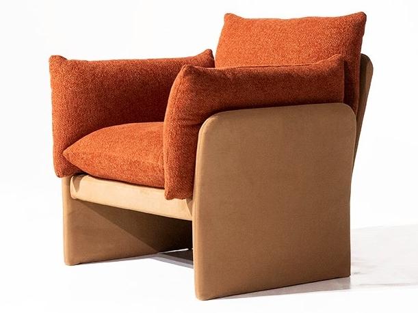 Cotton and microfiber armchair with armrests | Farfalle by Mantellassi 1926