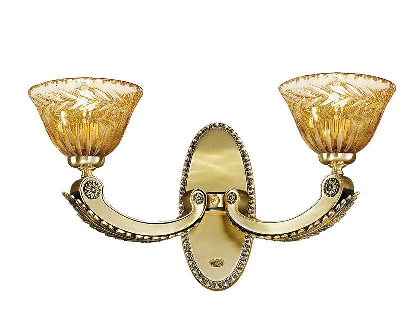 Antique Brass wall lamp with ambra crystal | Eden 265/a2 by Possoni Illuminazione