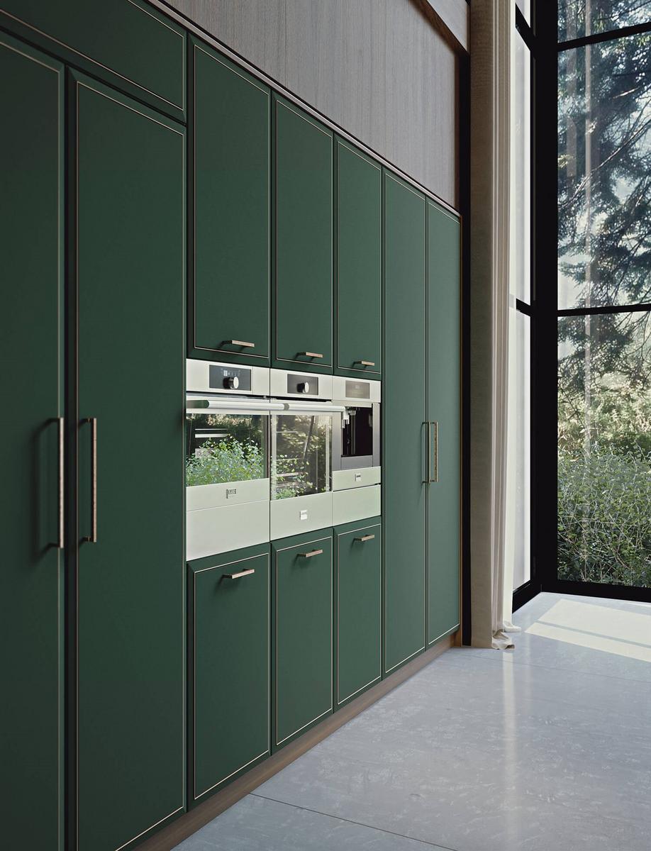 Custom kitchen with island Martini interiors Essenza Supernatural Green And Copper