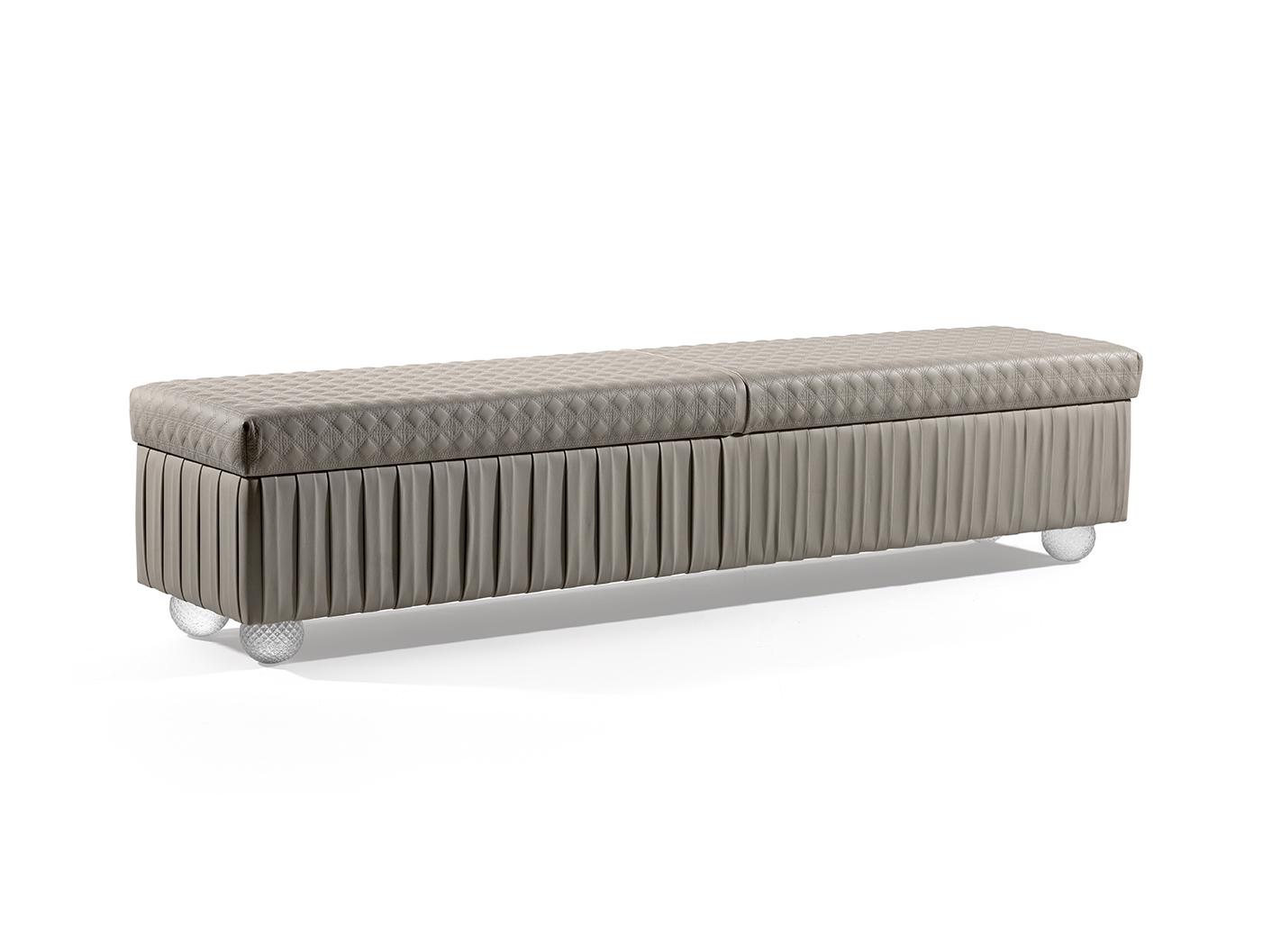 Storage upholstered leather bench | San Marco by Reflex