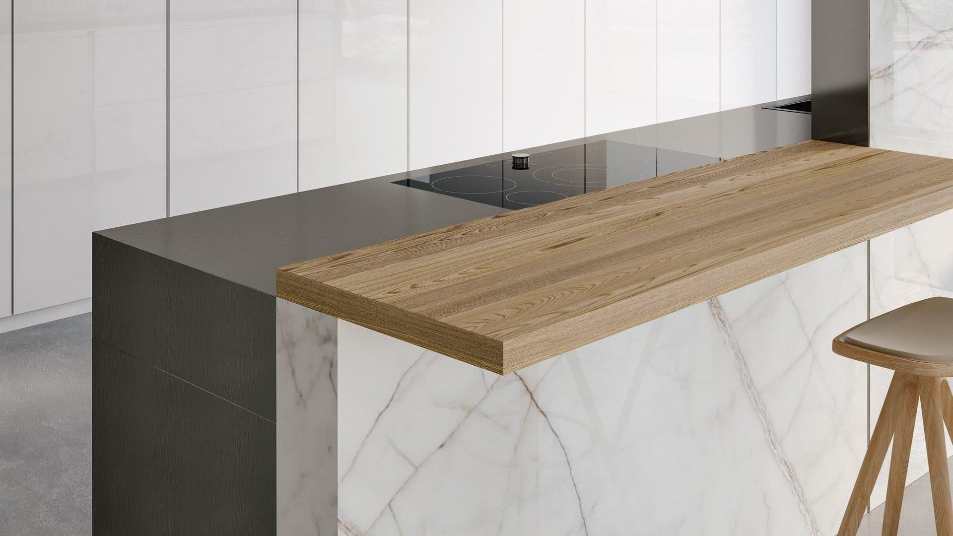 Kitchen with island with integrated handles Rossana Isøla