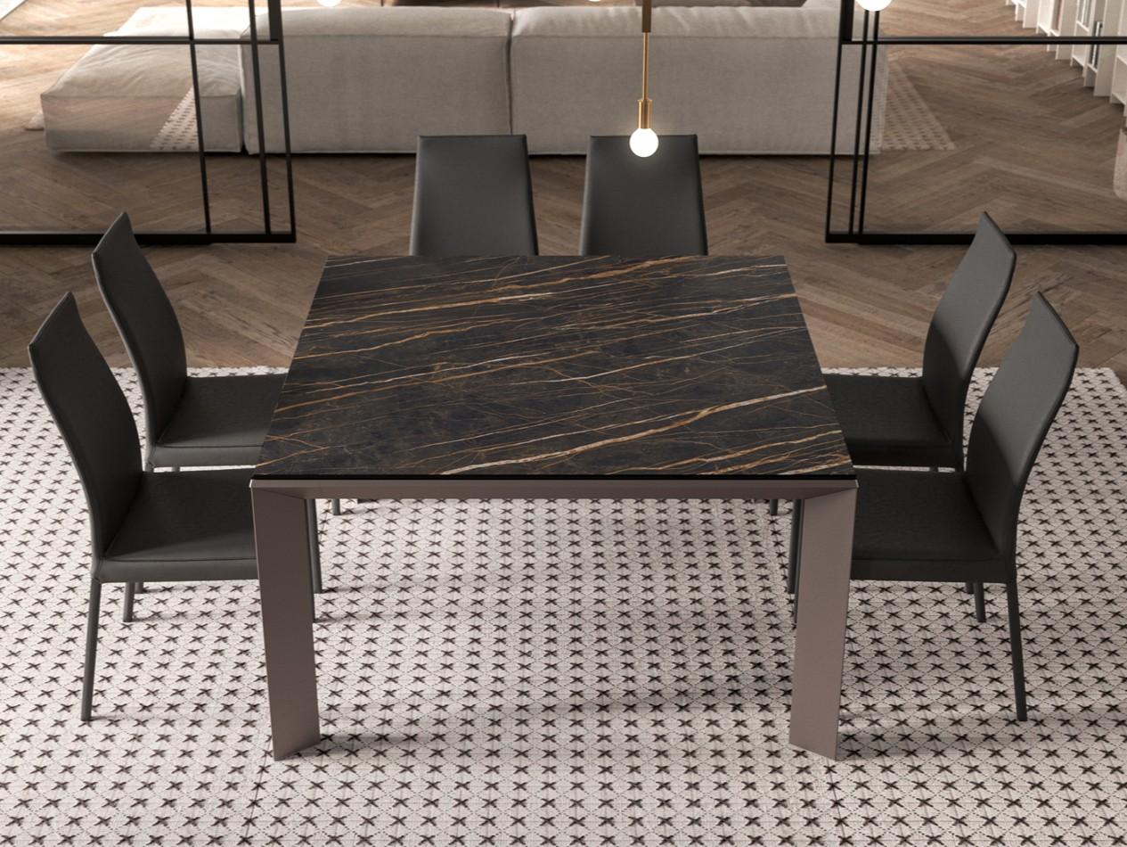 Extending glass and aluminium table | Metrò Quadro by Ozzio Italia