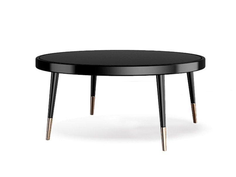 Round wooden coffee table | Black Tie D90 by Capital Collection