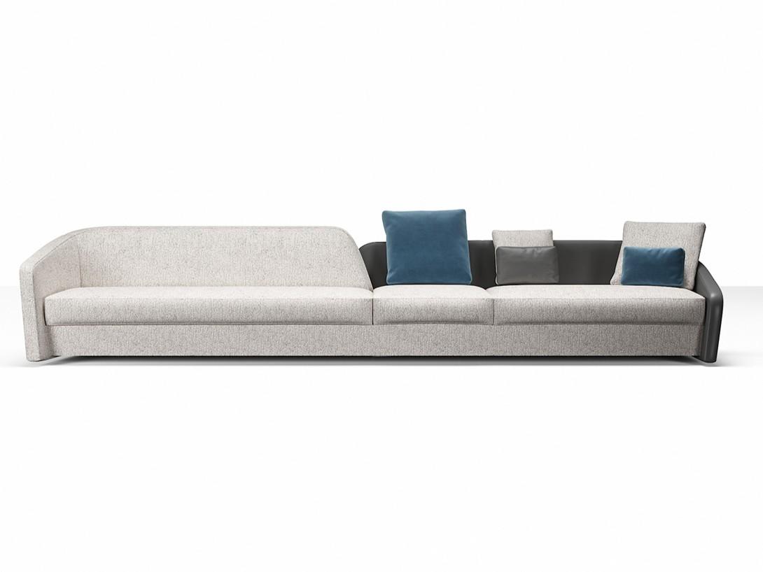 Modular leather and fabric sofa with removable cover | Stratum by Reflex