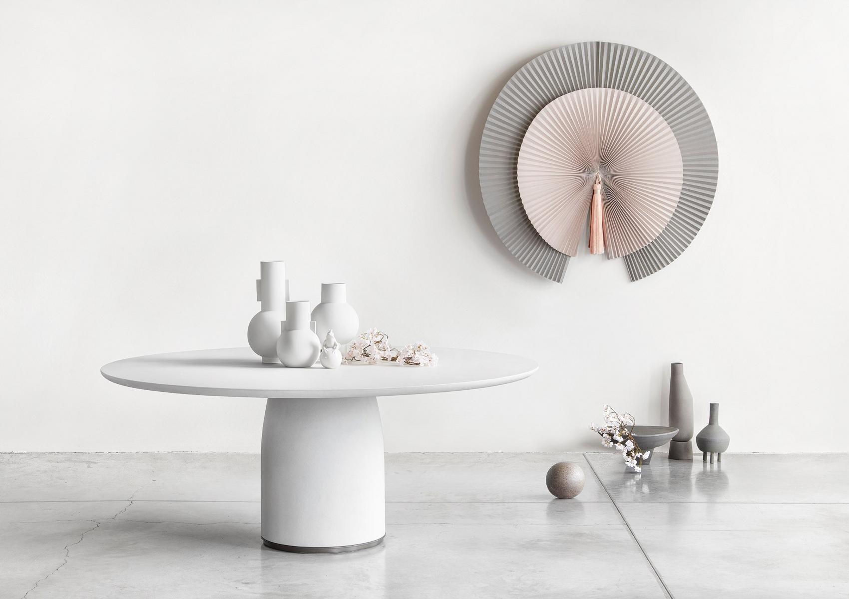 Round reconstructed marble table with Lazy Susan | Bulè by Lema