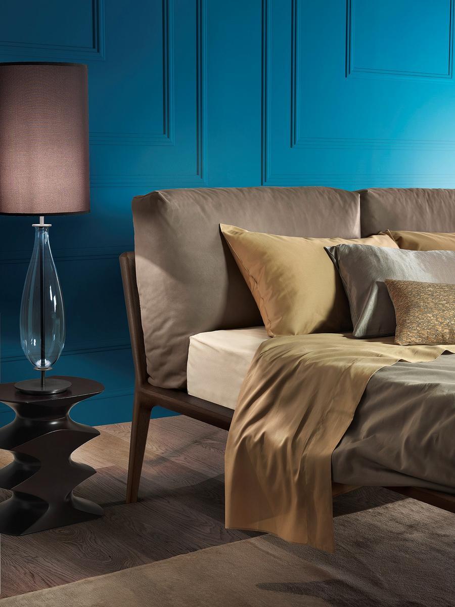 Double bed with removable cover with upholstered headboard | Kale' by Olivieri