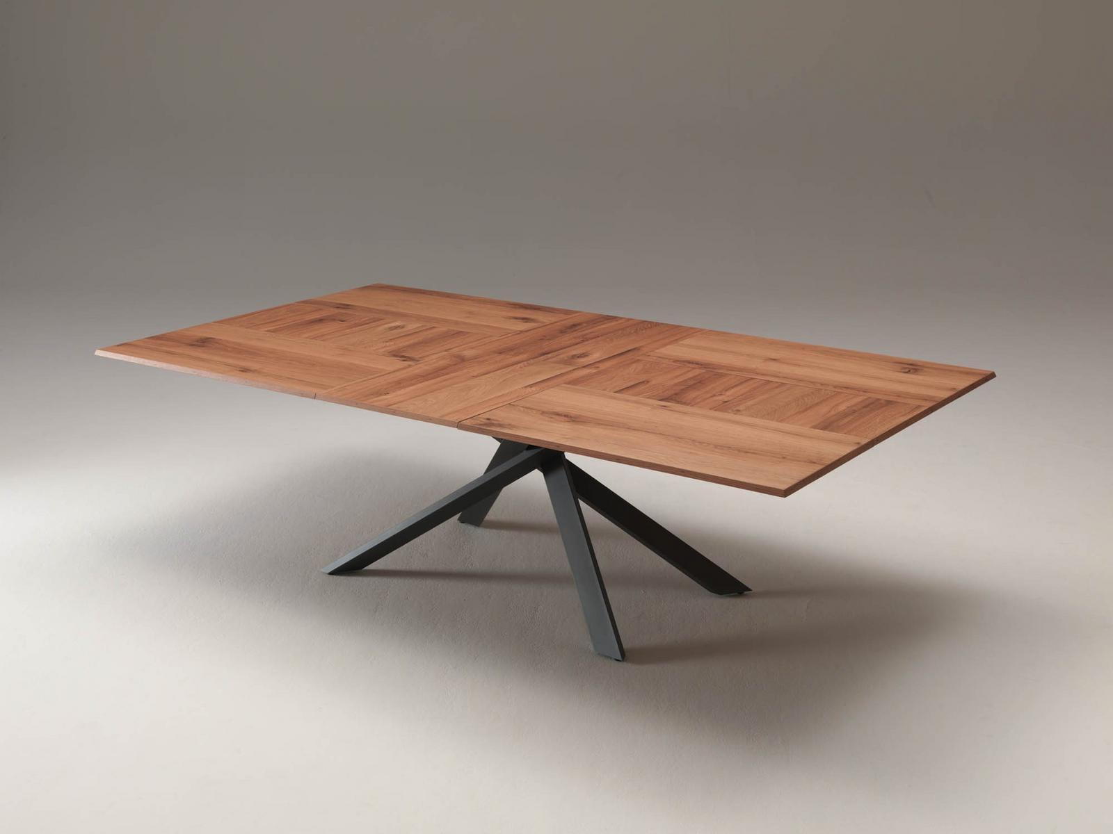 Extending rectangular steel and wood table | 4x4 by Ozzio Italia