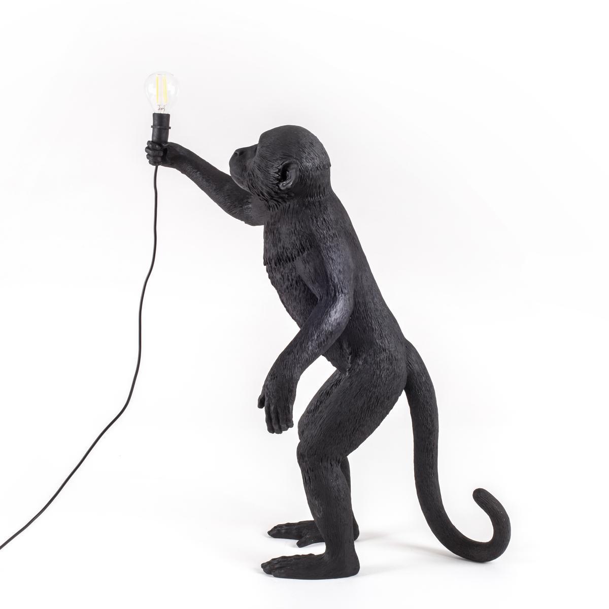 LED resin floor lamp | The Monkey Lamp Black Standing by Seletti