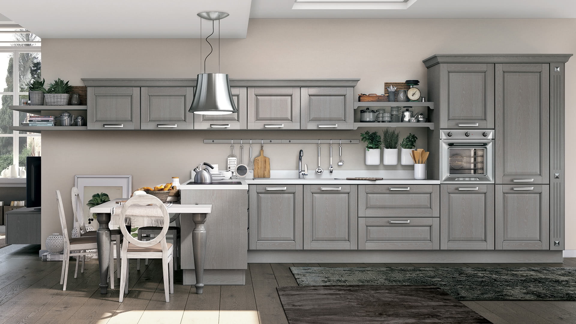 Wood kitchen without handles Lube Cucine Laura