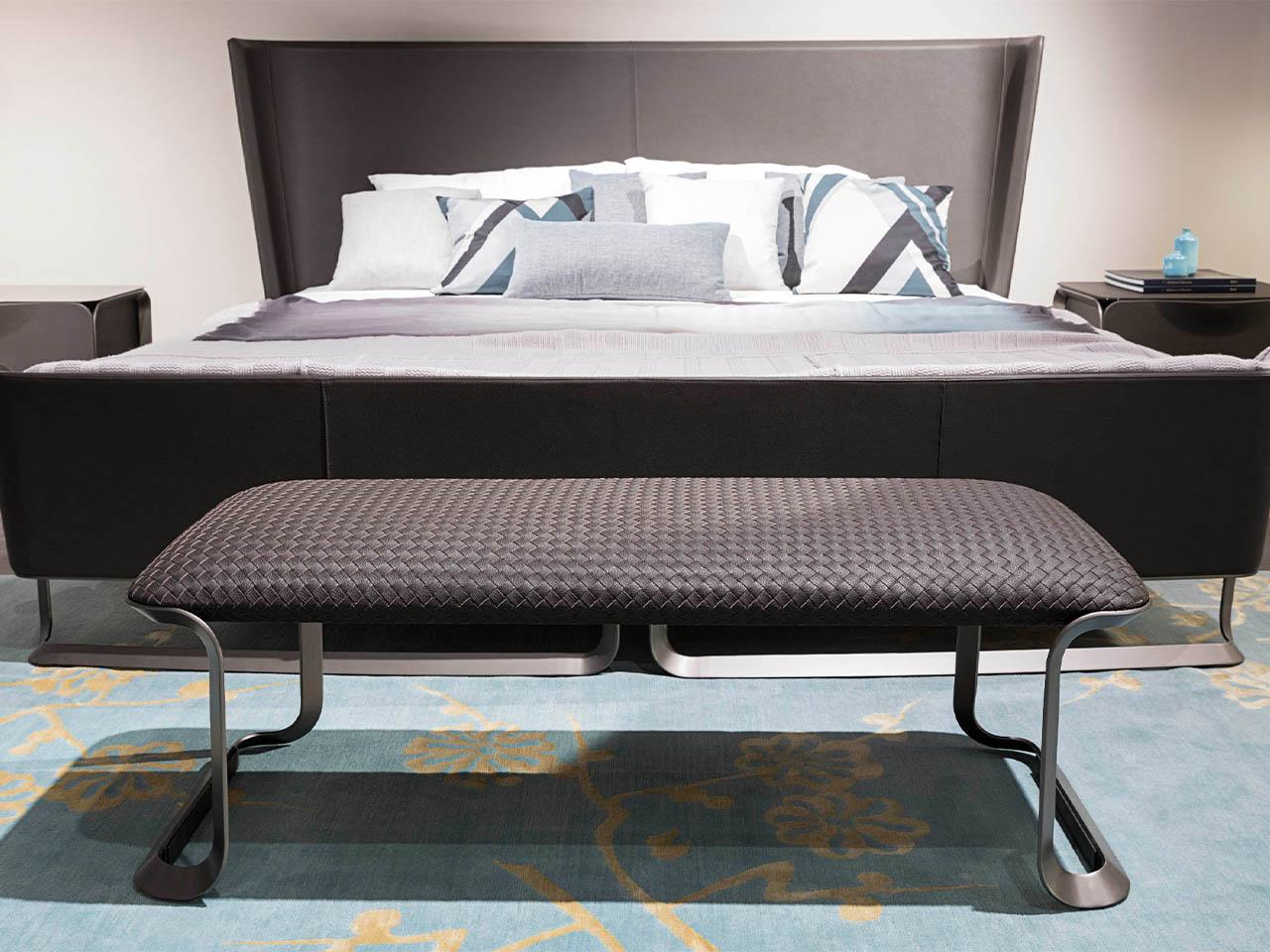 Upholstered leather bench | Milano by Turri