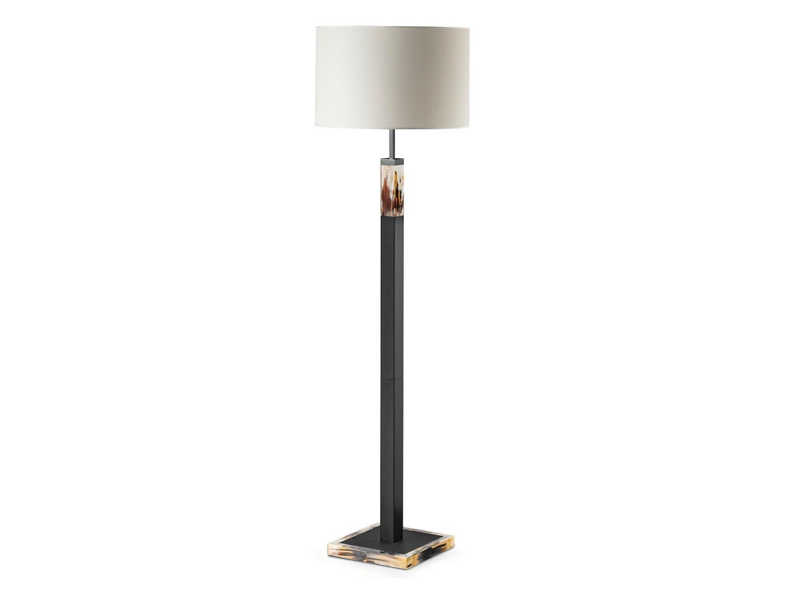 Leather floor lamp with horn inserts | Alma 2310 by Arcahorn
