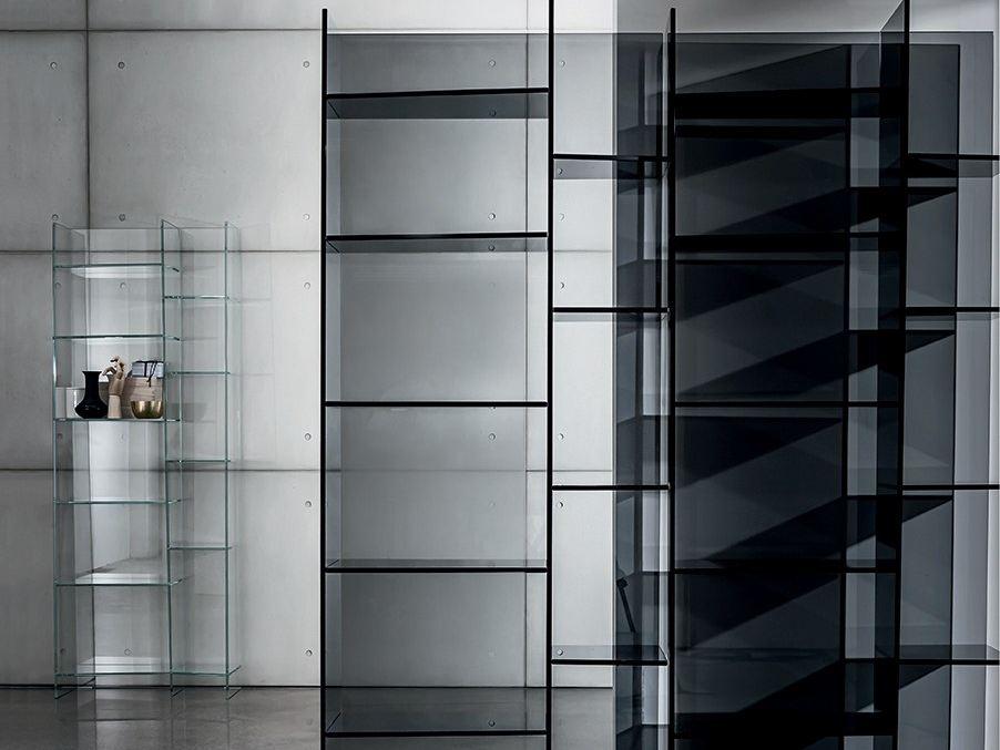 Freestanding modular glass bookcase | Delphi H. 190 by Sovet