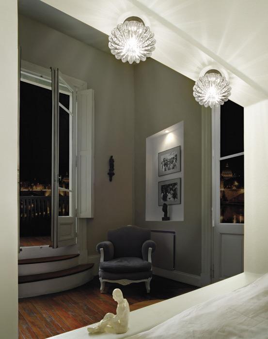 LED direct light Murano glass ceiling lamp | Diamante Fa by Vistosi