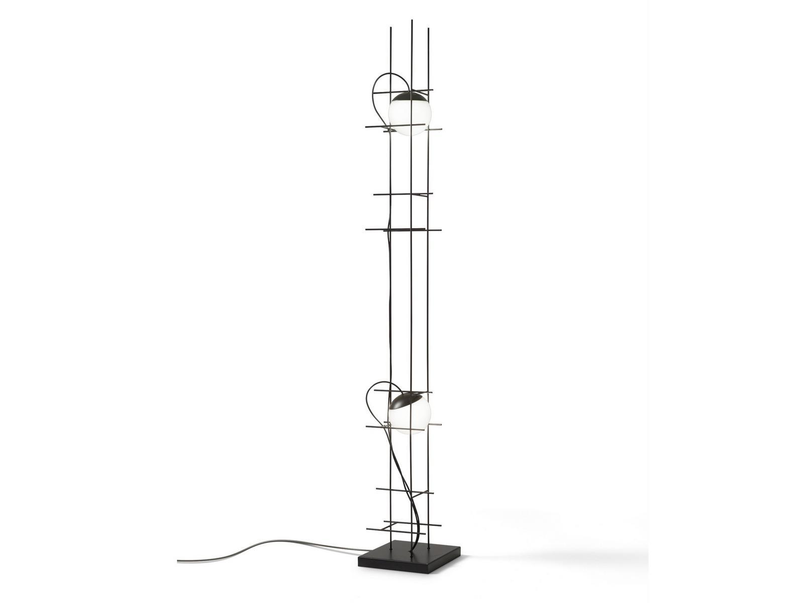 LED floor lamp in metal and blown glass | Plot Frame Pt by Vistosi