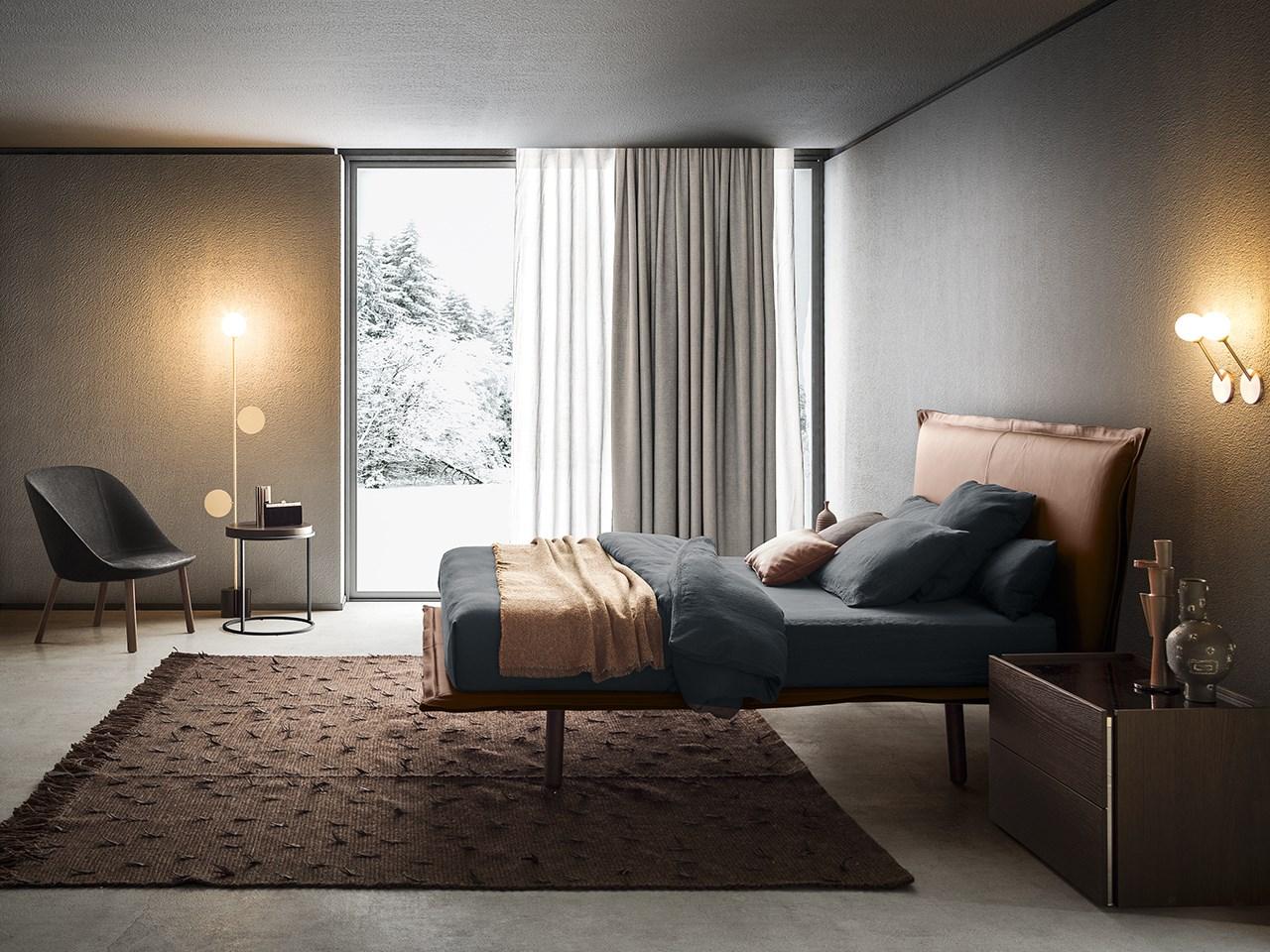 Double bed with upholstered headboard | Aladino by Pianca