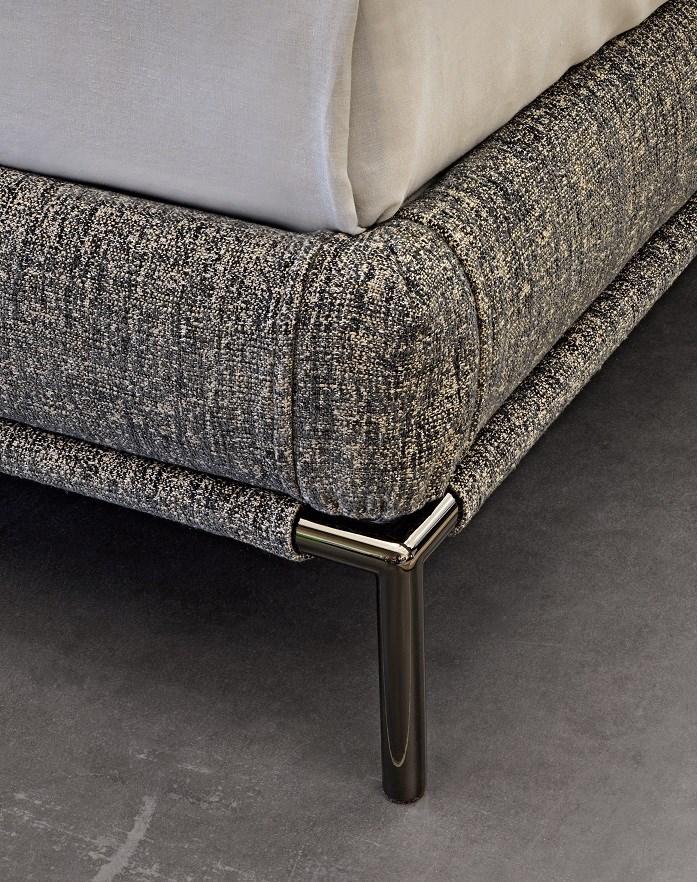 Upholstered fabric double bed with removable cover | Icon by Flou