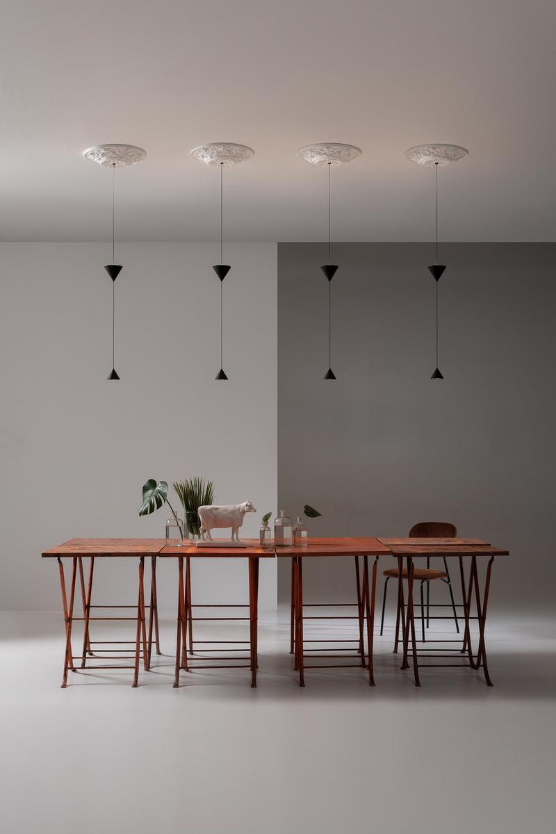 LED plaster and aluminium pendant lamp | Moonbloom by Karman