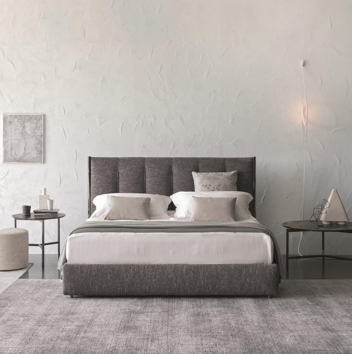 Fabric double bed with high headboard | Koi by Flou