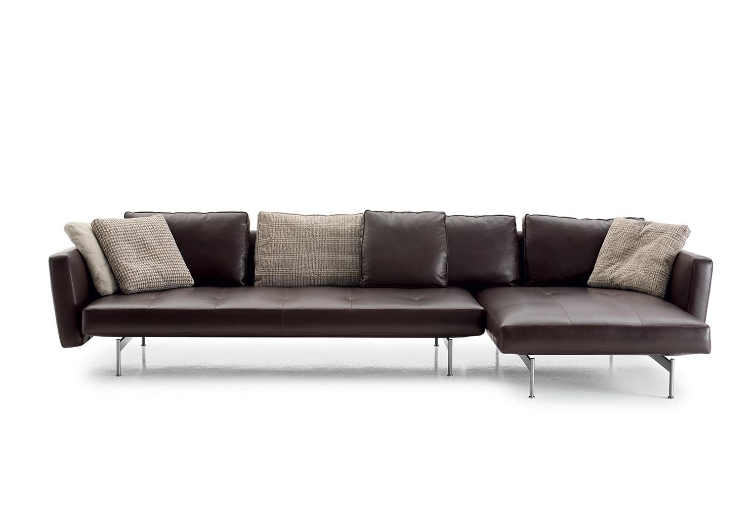 Leather sofa with chaise longue | Saké by B&B Italia