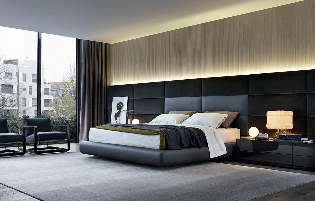 Upholstered double bed with high headboard | Dream by Poliform