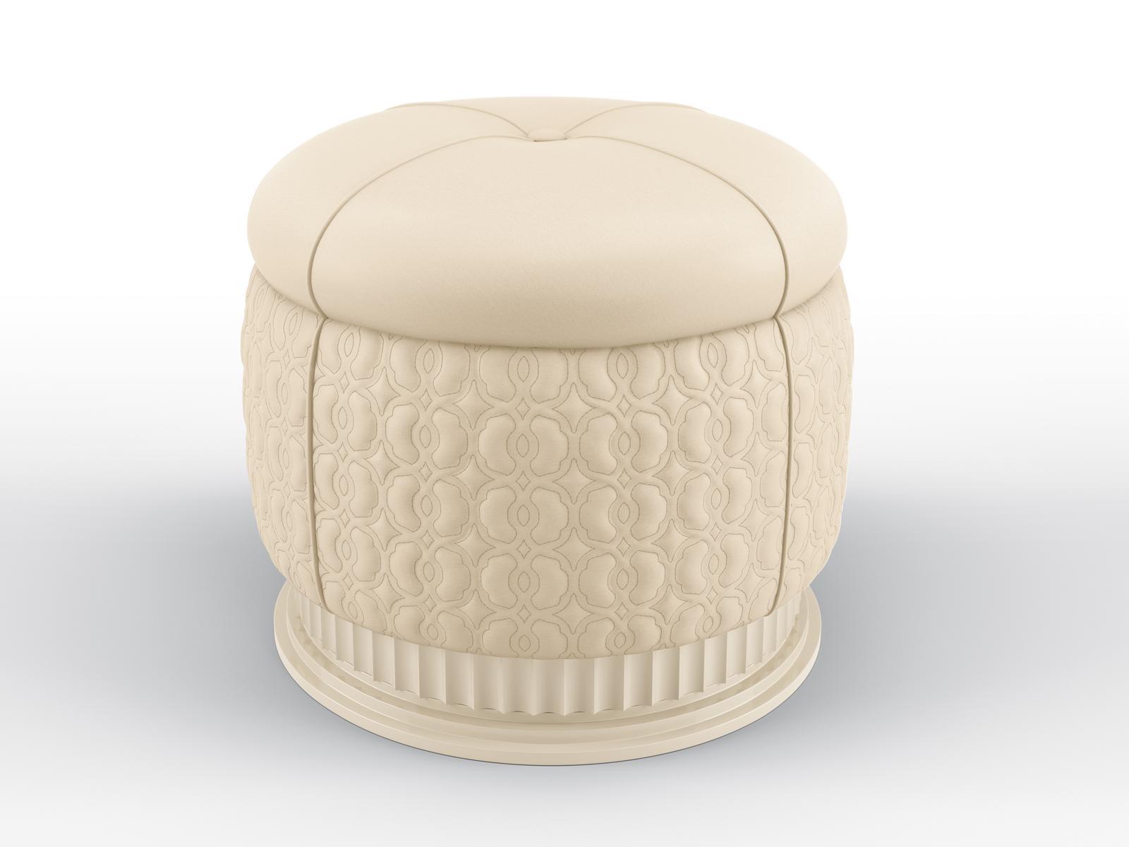 Round leather pouf | Moon Walt by Bruno Zampa