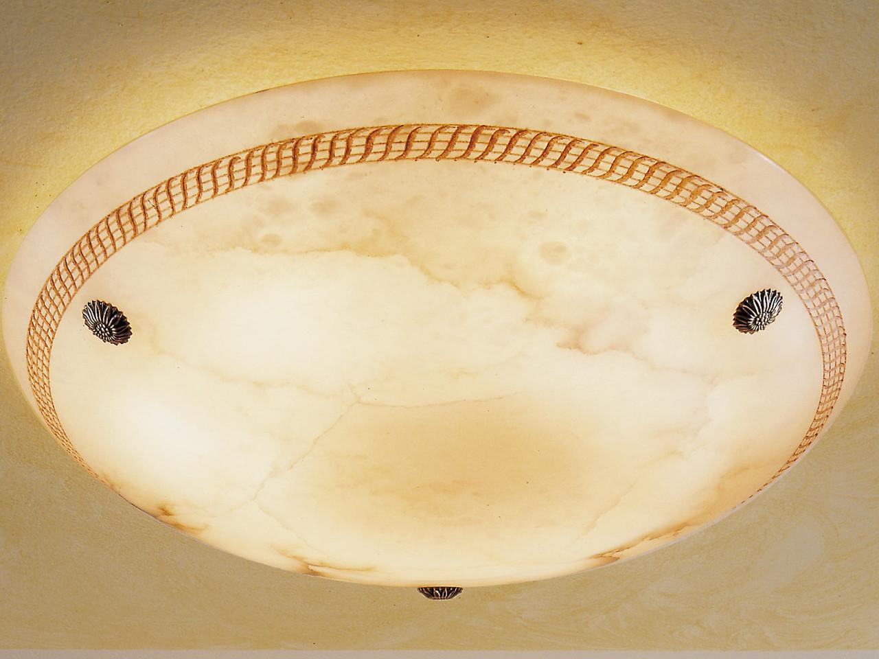 Rust ceiling light with alabaster | Vivienne 2500/pl-60 by Possoni Illuminazione