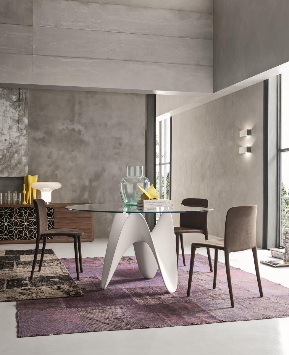 Round tempered glass table with Tecnoril® base | Gaya by Tonin Casa