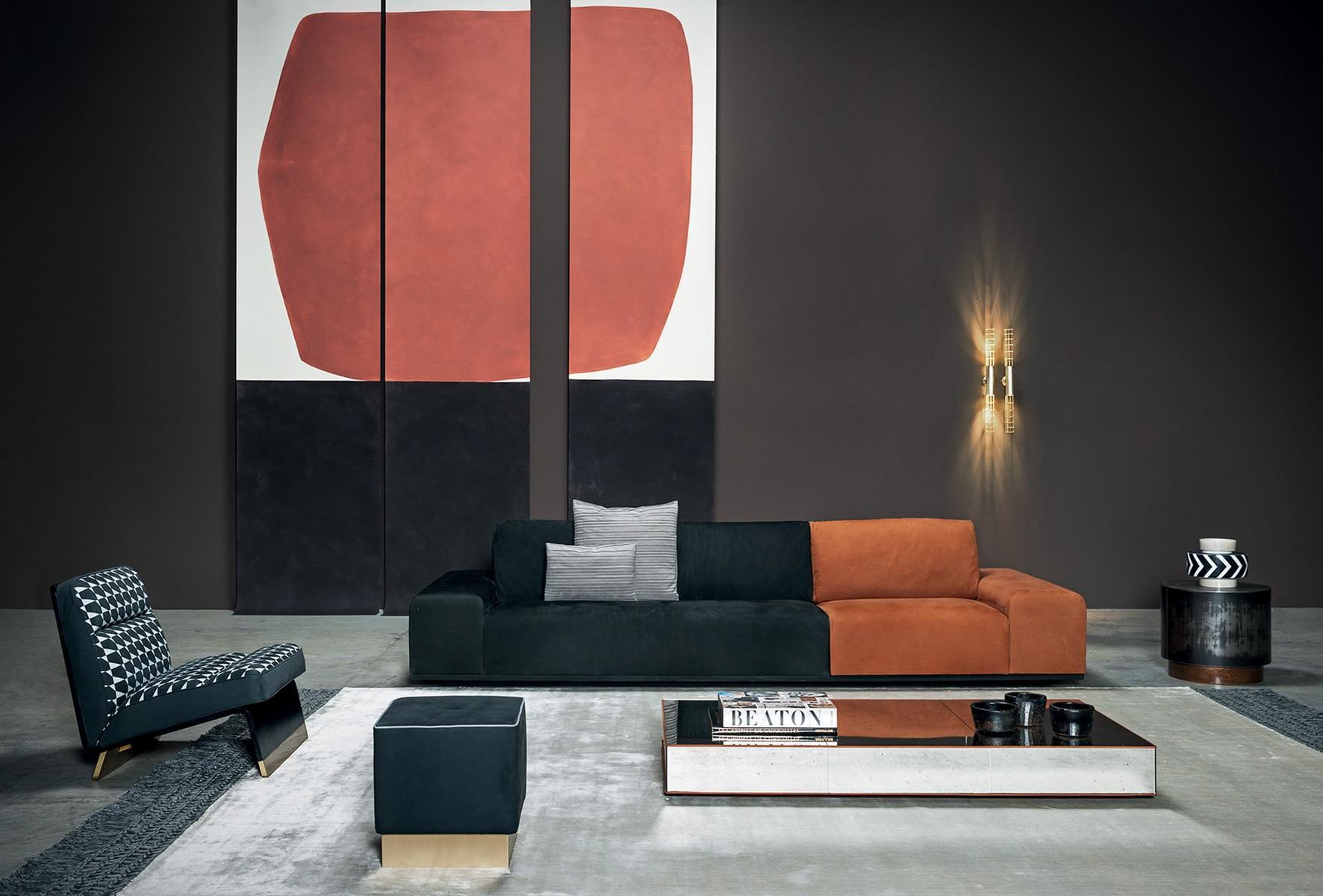 Square leather pouf | Anais by Baxter