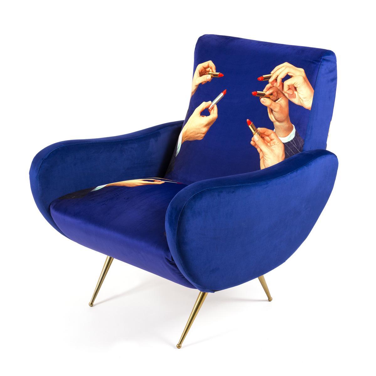 Fabric armchair with armrests | Lipsticks by Seletti