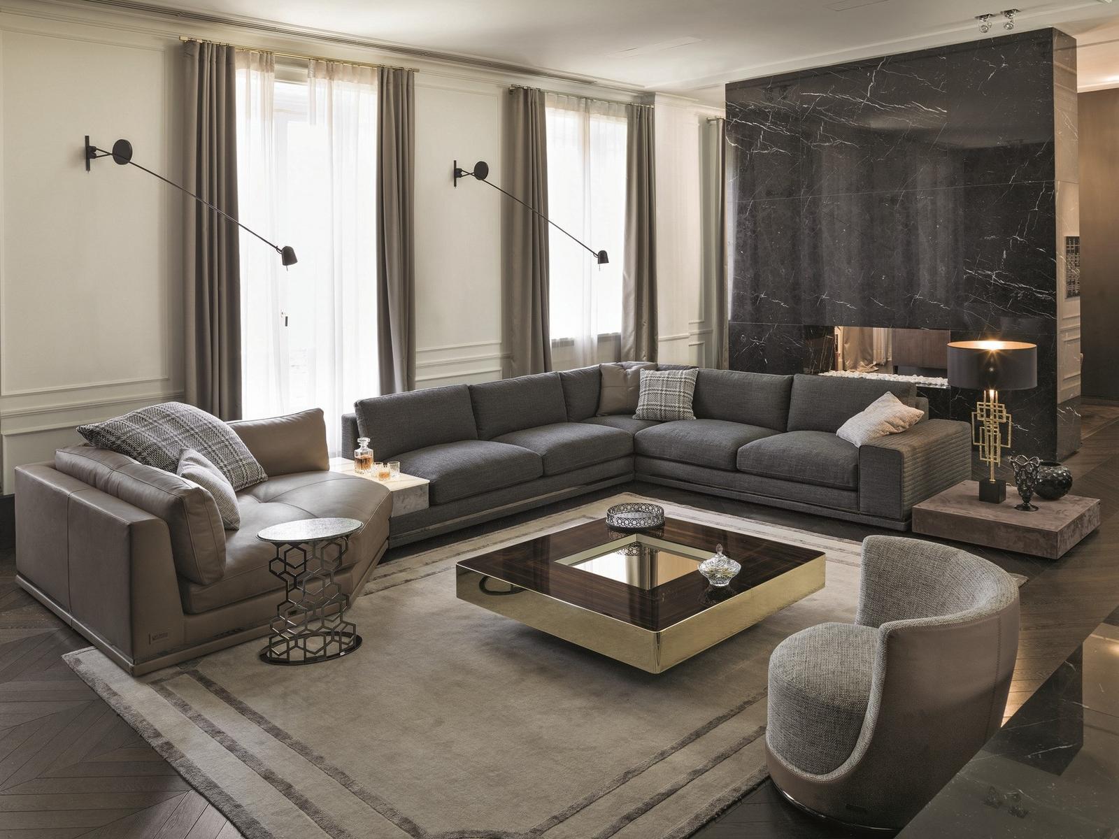 Sectional velvet sofa | Cohen by Longhi