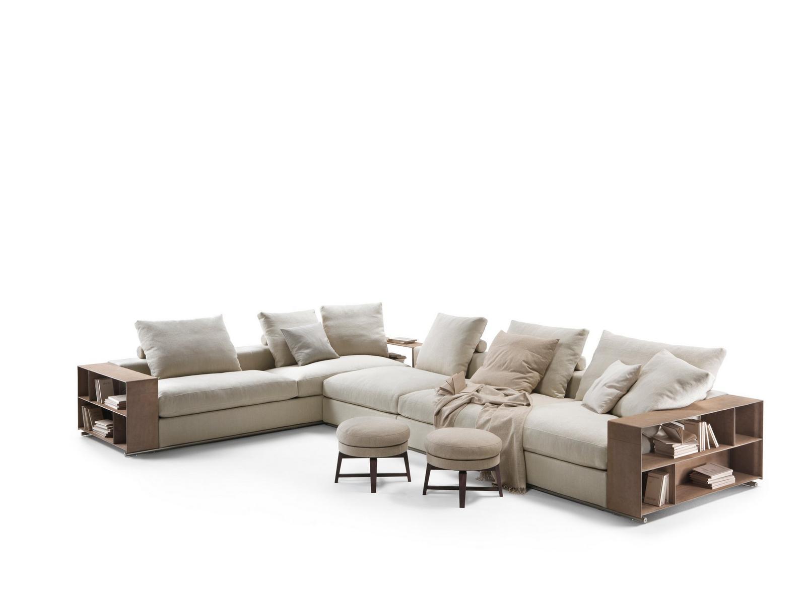 Sectional fabric sofa with storage space | Groundpiece by Flexform