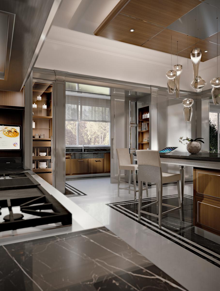 Custom wooden kitchen with island Martini interiors Essenza