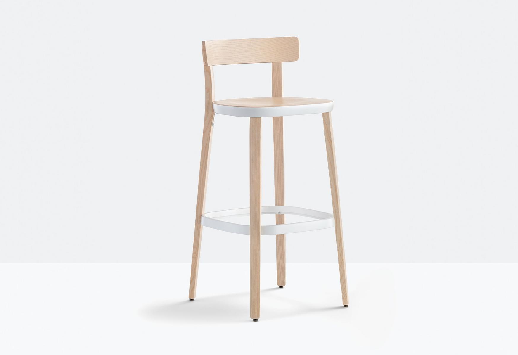 High ash stool with back | Folk 2936 by Pedrali