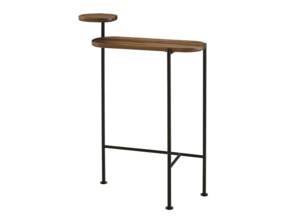 Oval steel and wood console table | Loomy by Ligne Roset