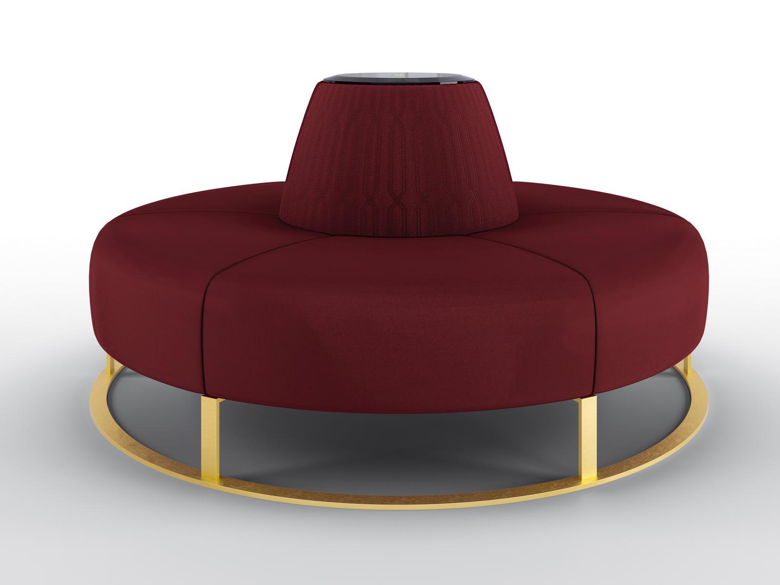 Round upholstered velvet bench with back | Blanca by Bruno Zampa