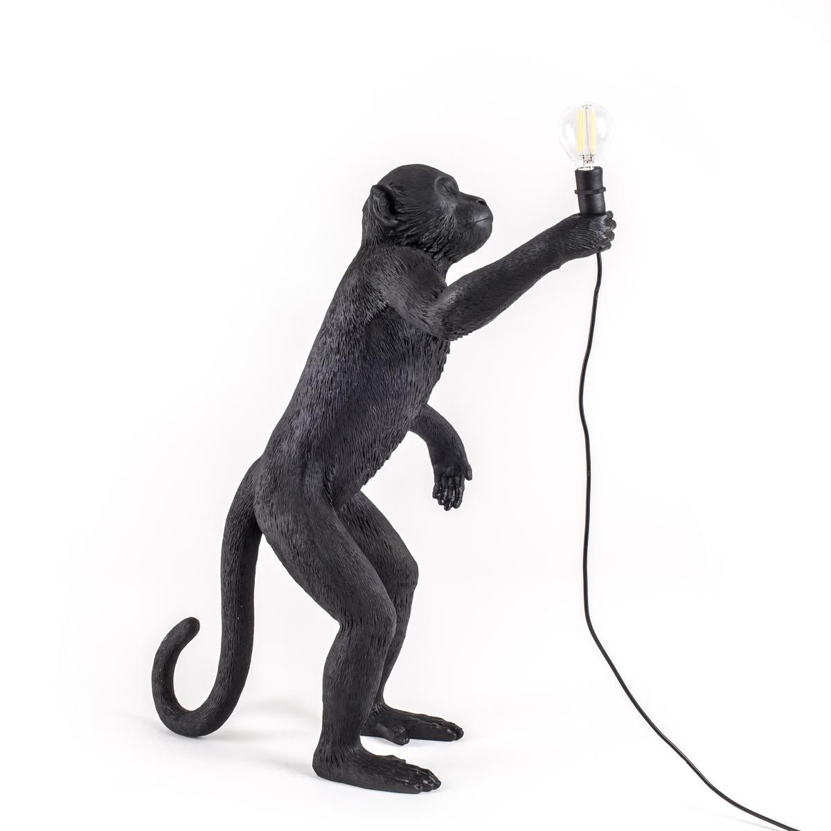 LED resin floor lamp | The Monkey Lamp Black Standing by Seletti