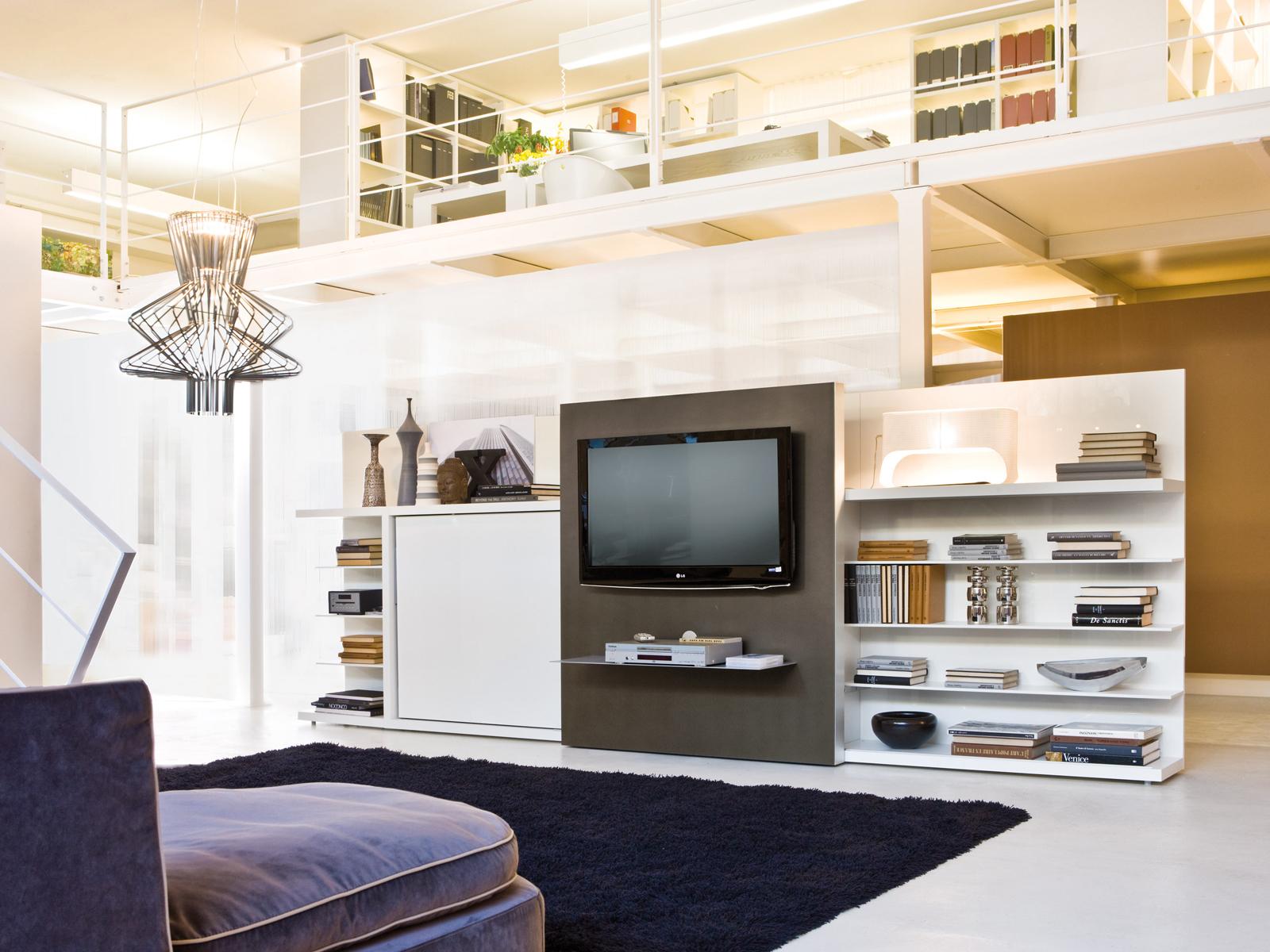 Freestanding wooden storage wall with fold-away bed | Poppi Theatre by CLEI