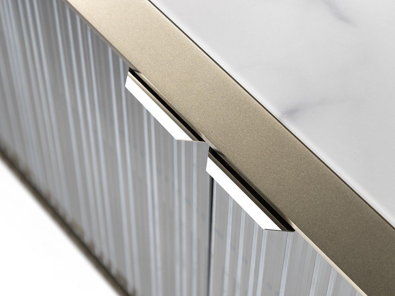 Glass sideboard with doors with integrated lighting | London by Reflex