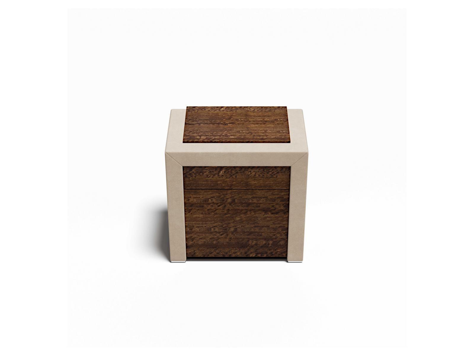 Rectangular wooden and leather bedside table | Miles by Capital Collection