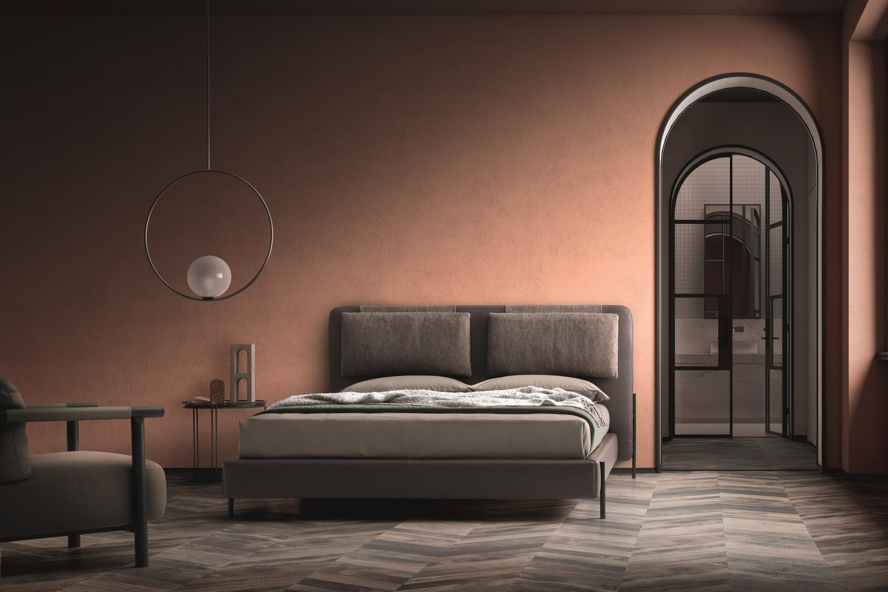 Leather bed with upholstered headboard | Alar by Ditre Italia