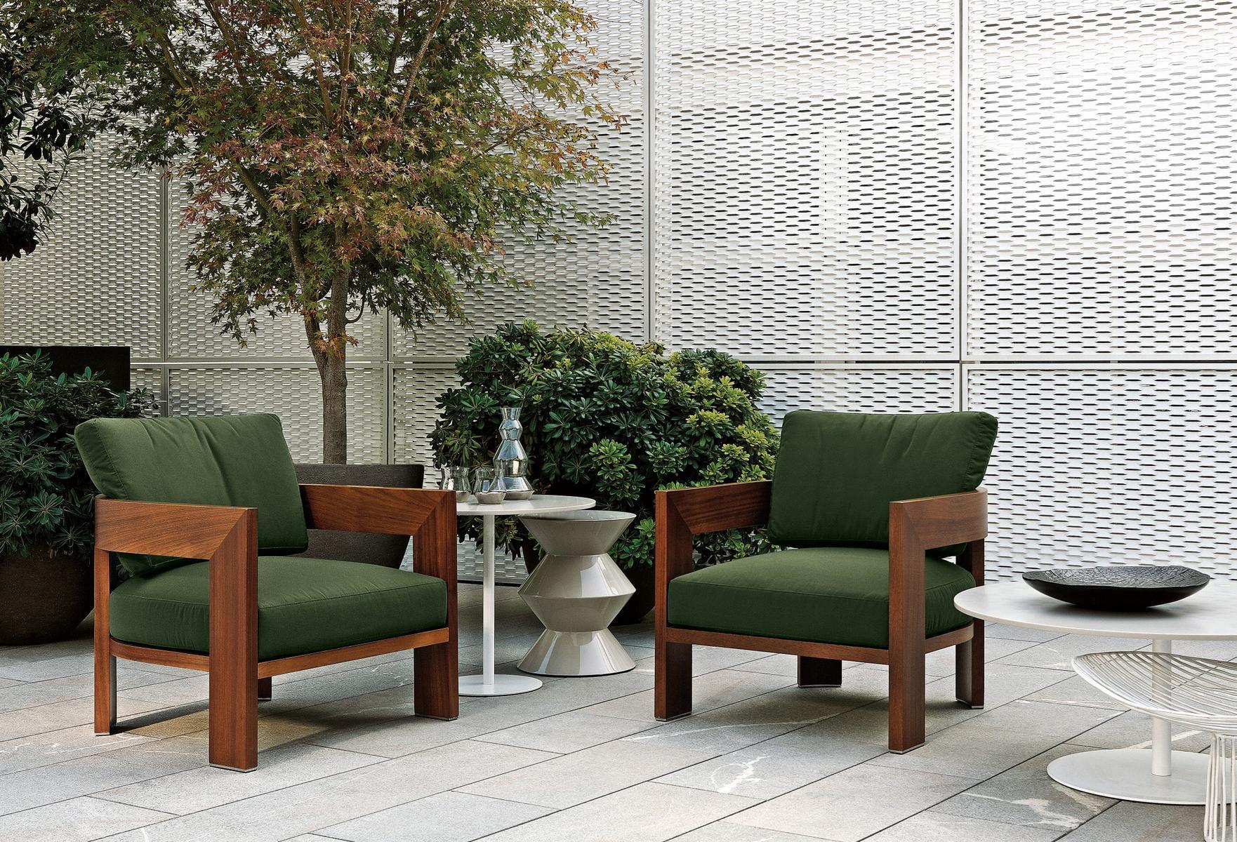 Outdoor armchair | Warhol Iroko Outdoor by Minotti