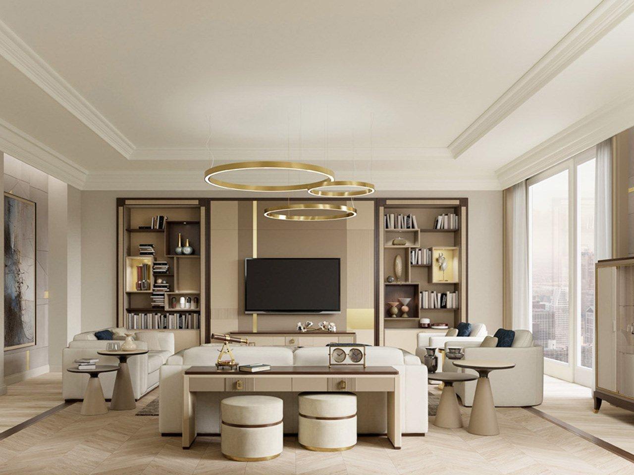 Custom wooden TV wall system | Pr.854.1 by Stella del Mobile