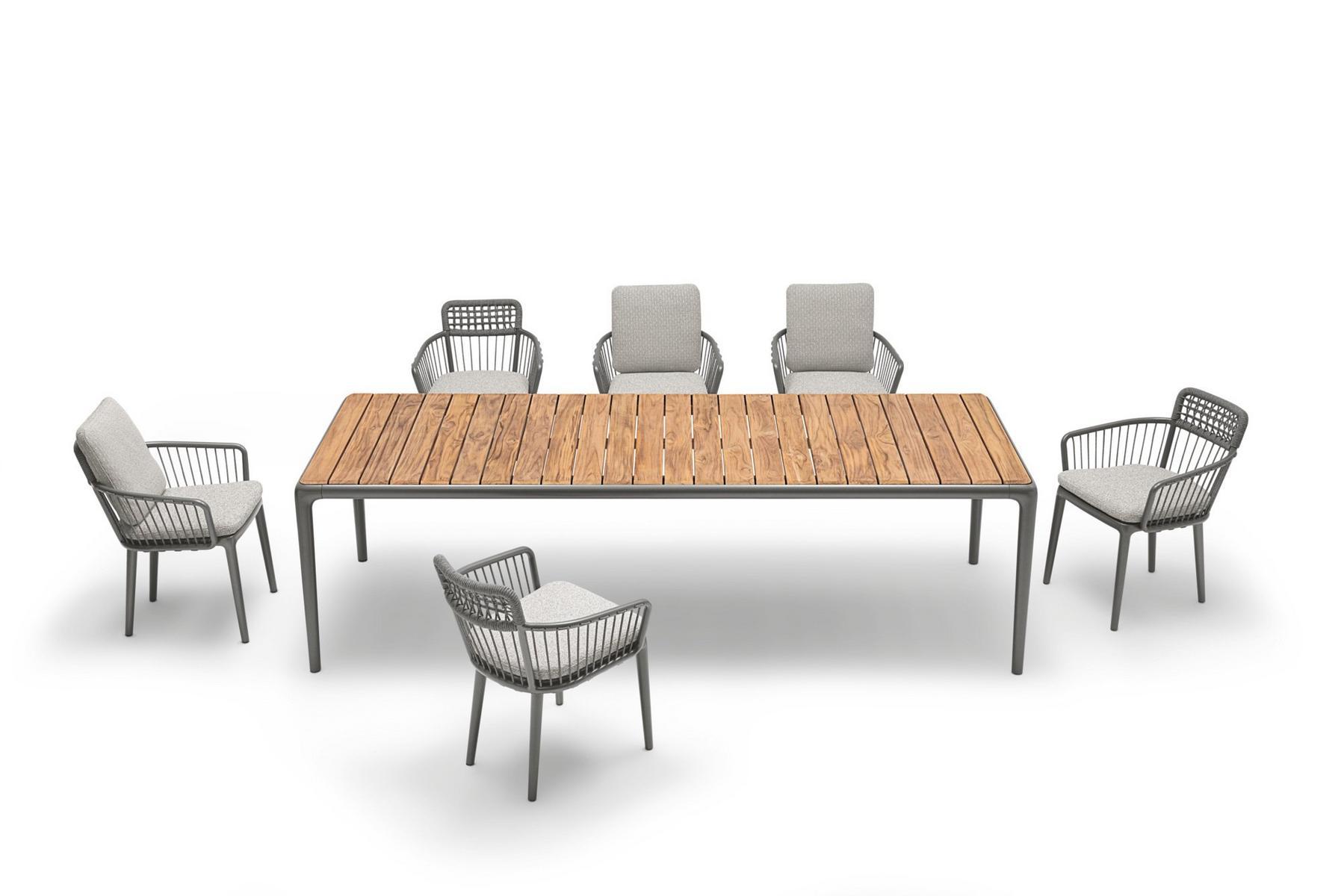 Rectangular garden table with teak top | 250 Yoko by Rolf Benz