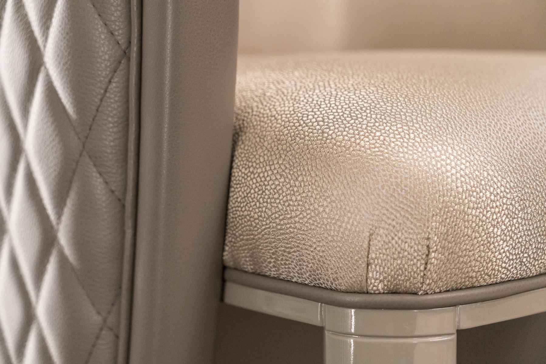 Upholstered fabric chair and leather backrest | Versailles by Bruno Zampa