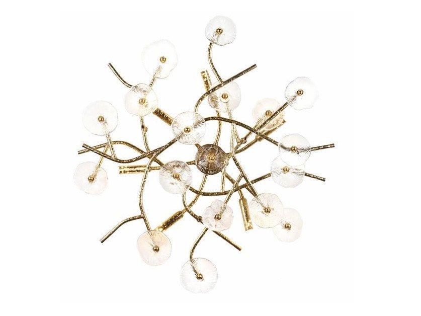 Natural brass ceiling light with glasses | In Bloom 1080/6pl by Possoni Illuminazione