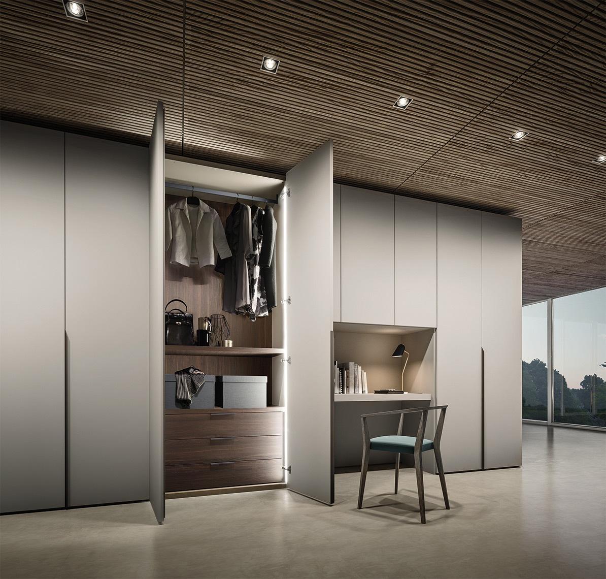 Modular veneer wardrobe with coplanar doors | Simple by ALF Dafre